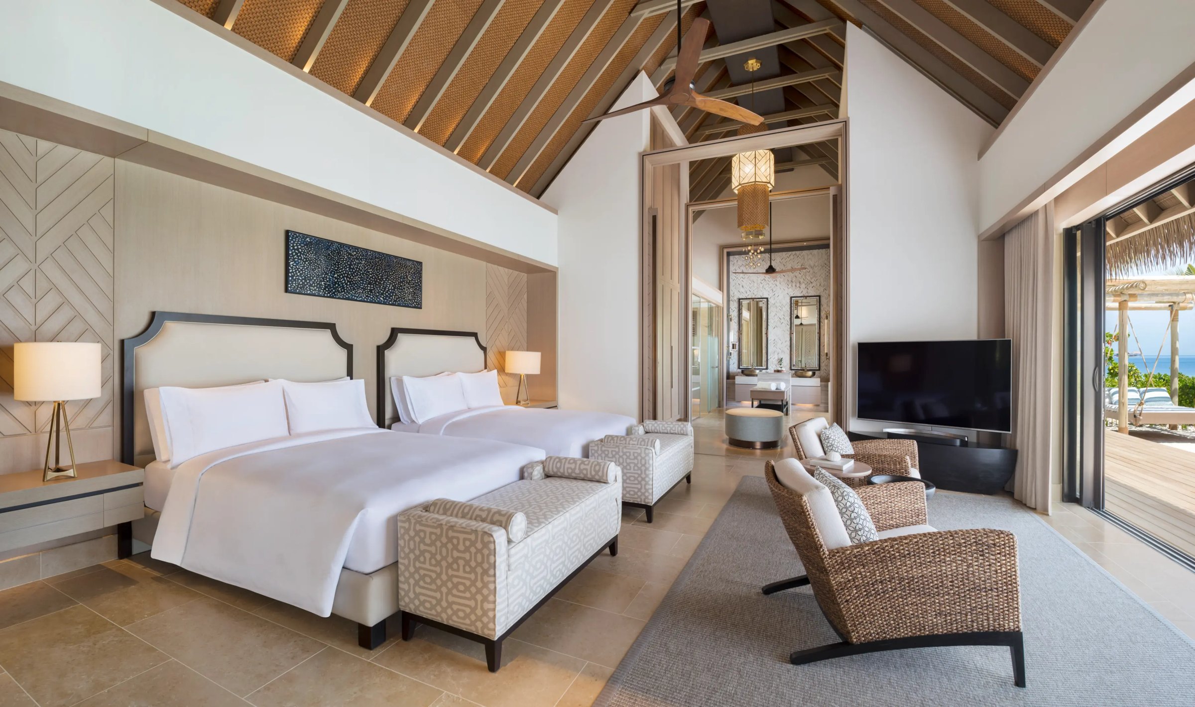 Two Queen Bedded Grand Beach Villa with Pool at Waldorf Astoria Maldives Ithaafushi, view 1